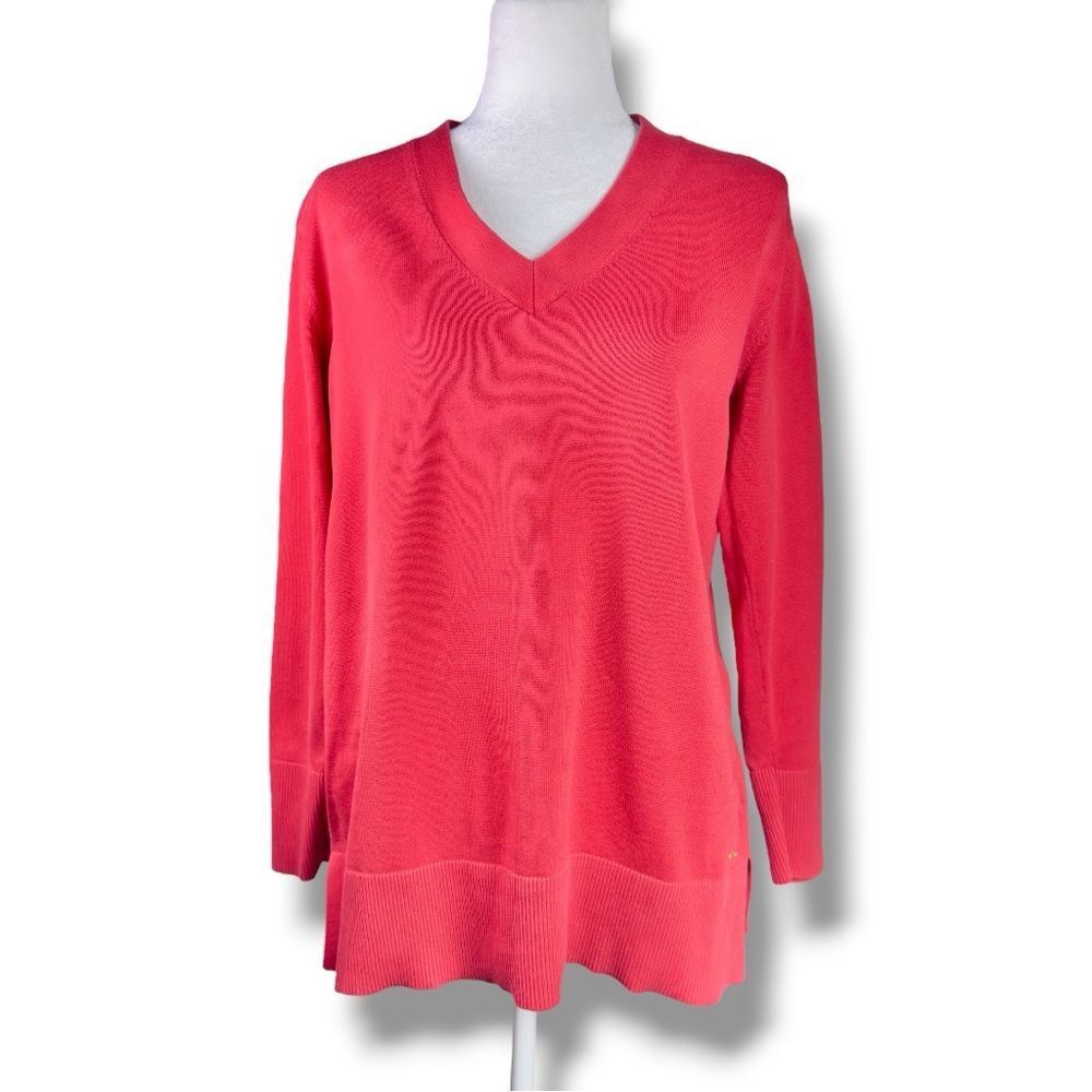 Tommy Hilfiger Women's V-Neck Sweater - Vibrant Red Sz M